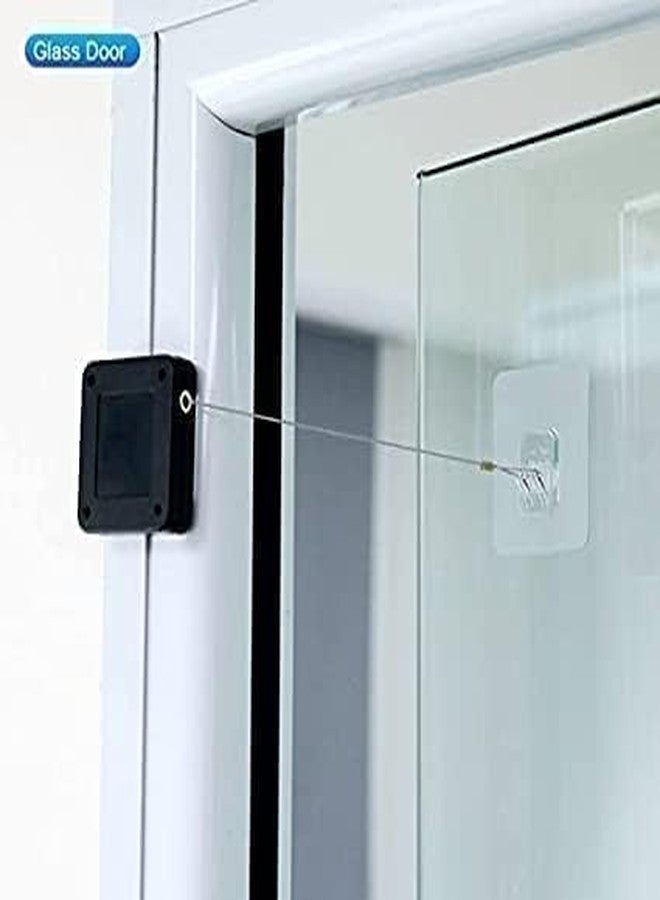 UTRIORIX Auto Door Closer with Steel Drawstring, Commercial Multifunctional Door Closer, Residential Sliding Screen Door Closer, Punch-Free Automatic Sensor Door Closer (Black) - Image 4
